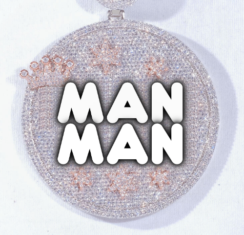 CUSTOM LETTER NECKLACE 3D BIG CROWN DISC