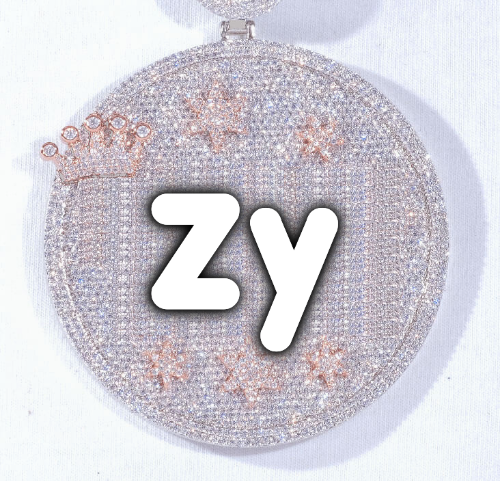 CUSTOM LETTER NECKLACE 3D BIG CROWN DISC