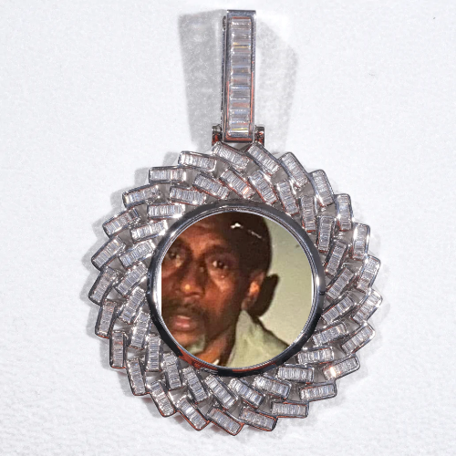 Large 3D Baguette Custom Picture Pendant