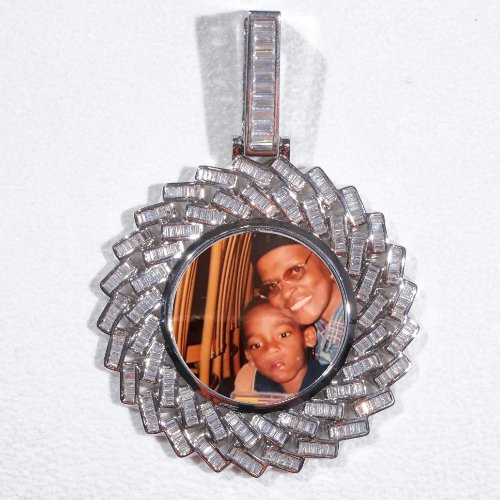 Large 3D Baguette Custom Picture Pendant