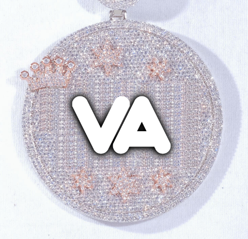 CUSTOM LETTER NECKLACE 3D BIG CROWN DISC