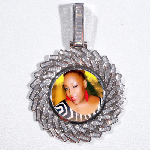 Large 3D Baguette Custom Picture Pendant