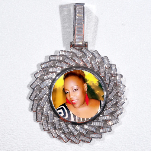 Large 3D Baguette Custom Picture Pendant