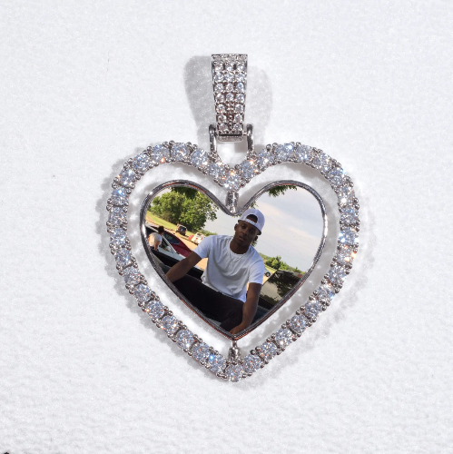 3D Spinning 2-Faced Heart Custom Picture Pendant