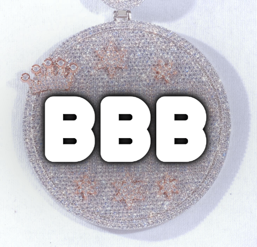 CUSTOM LETTER NECKLACE 3D BIG CROWN DISC