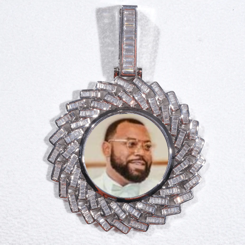 Large 3D Baguette Custom Picture Pendant