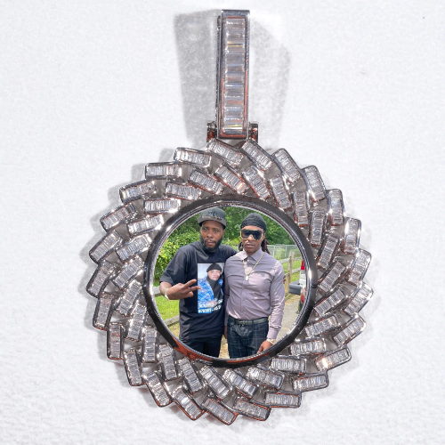 Large 3D Baguette Custom Picture Pendant