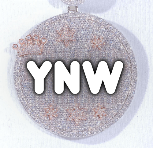 CUSTOM LETTER NECKLACE 3D BIG CROWN DISC