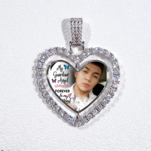 3D Spinning 2-Faced Heart Custom Picture Pendant