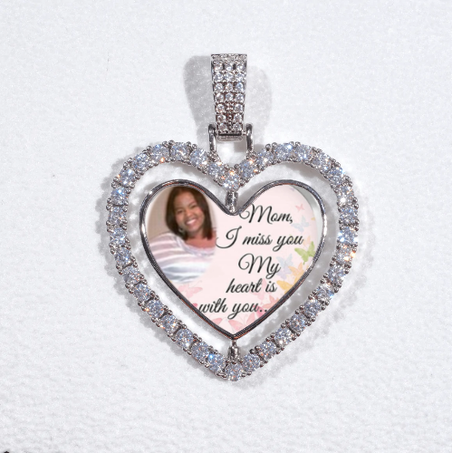 3D Spinning 2-Faced Heart Custom Picture Pendant