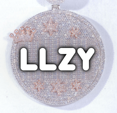 CUSTOM LETTER NECKLACE 3D BIG CROWN DISC