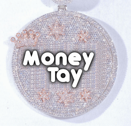 CUSTOM LETTER NECKLACE 3D BIG CROWN DISC
