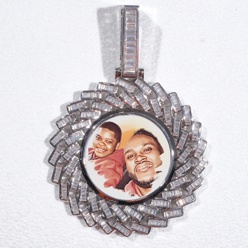 Large 3D Baguette Custom Picture Pendant