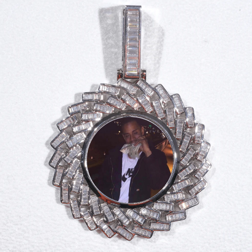 Large 3D Baguette Custom Picture Pendant