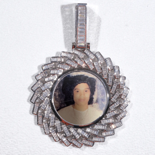 Large 3D Baguette Custom Picture Pendant