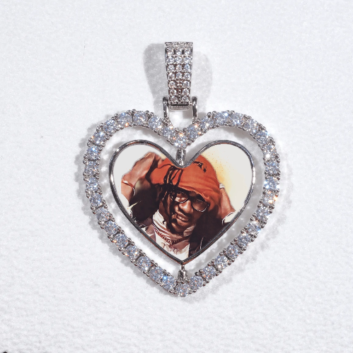 3D Spinning 2-Faced Heart Custom Picture Pendant