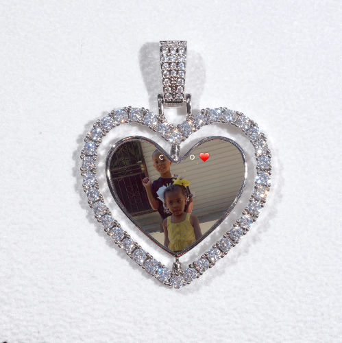 3D Spinning 2-Faced Heart Custom Picture Pendant