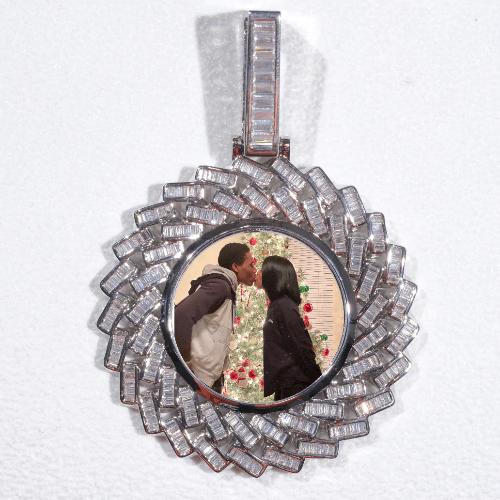 Large 3D Baguette Custom Picture Pendant