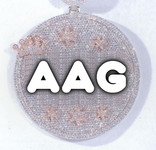 CUSTOM LETTER NECKLACE 3D BIG CROWN DISC