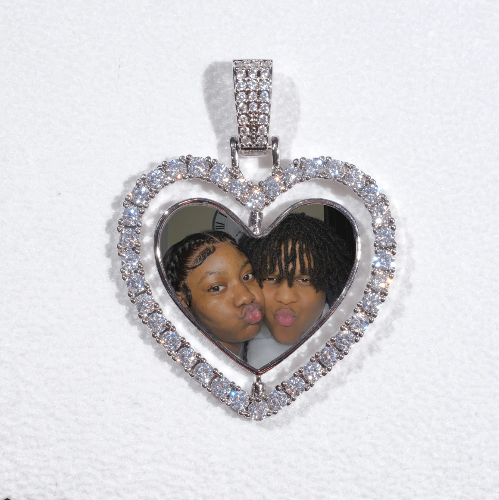 3D Spinning 2-Faced Heart Custom Picture Pendant
