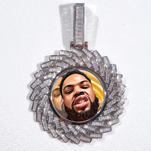 Large 3D Baguette Custom Picture Pendant
