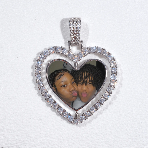 3D Spinning 2-Faced Heart Custom Picture Pendant