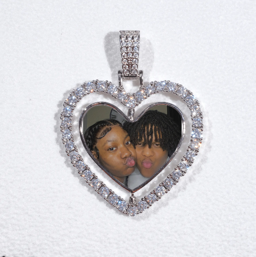 3D Spinning 2-Faced Heart Custom Picture Pendant