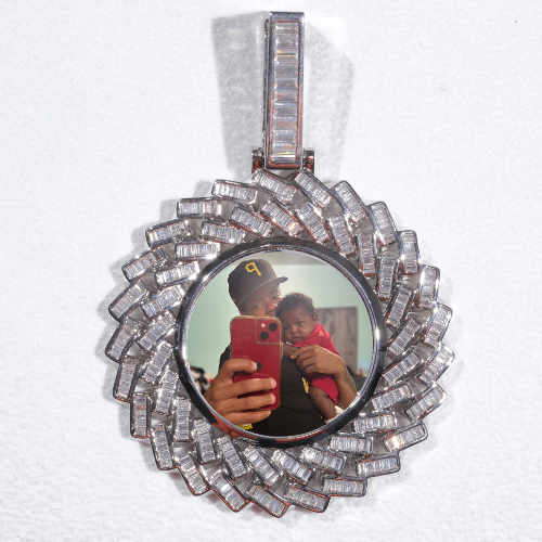 Large 3D Baguette Custom Picture Pendant