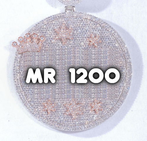 CUSTOM LETTER NECKLACE 3D BIG CROWN DISC