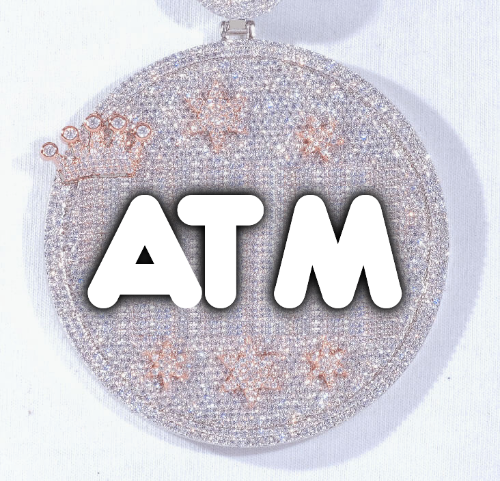 CUSTOM LETTER NECKLACE 3D BIG CROWN DISC