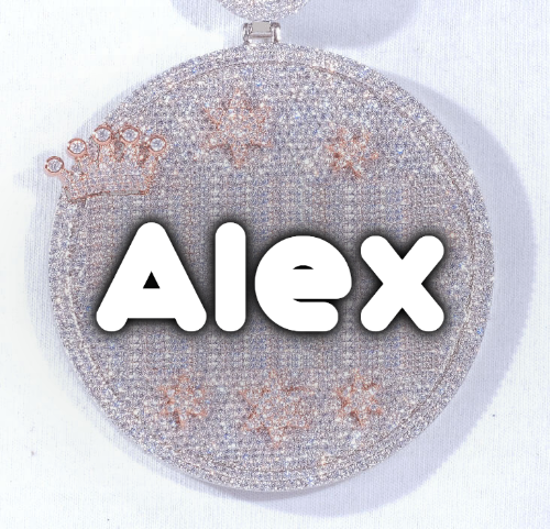 CUSTOM LETTER NECKLACE 3D BIG CROWN DISC