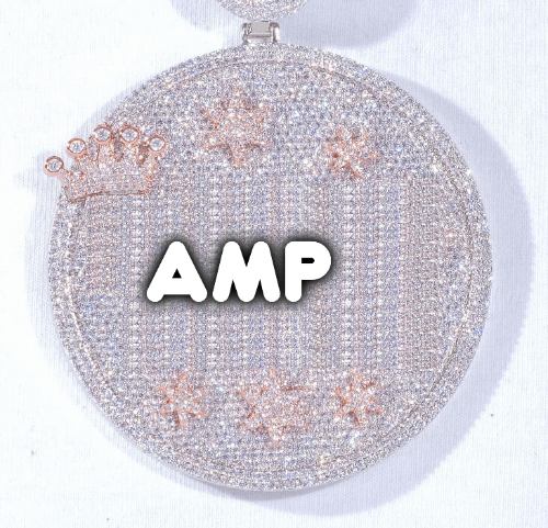 CUSTOM LETTER NECKLACE 3D BIG CROWN DISC
