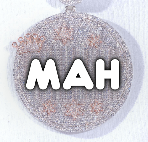 CUSTOM LETTER NECKLACE 3D BIG CROWN DISC