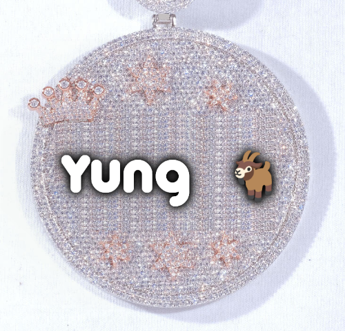 CUSTOM LETTER NECKLACE 3D BIG CROWN DISC