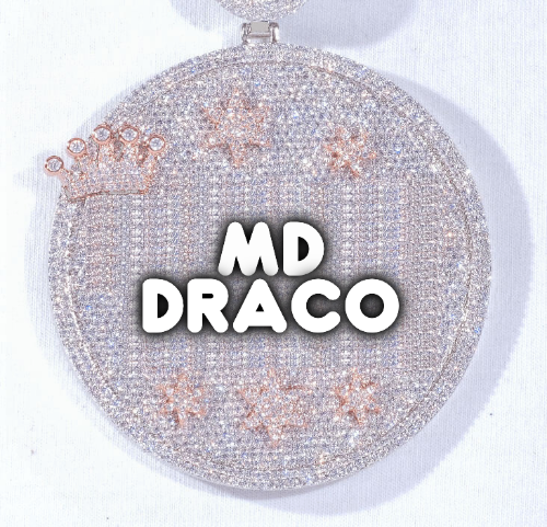 CUSTOM LETTER NECKLACE 3D BIG CROWN DISC