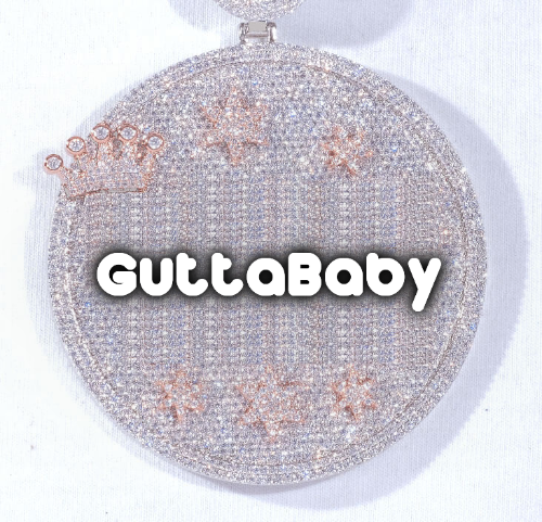 CUSTOM LETTER NECKLACE 3D BIG CROWN DISC