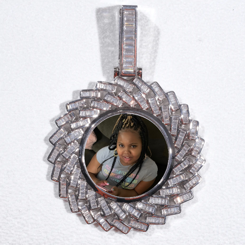 Large 3D Baguette Custom Picture Pendant