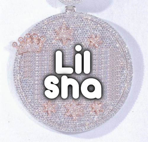 CUSTOM LETTER NECKLACE 3D BIG CROWN DISC