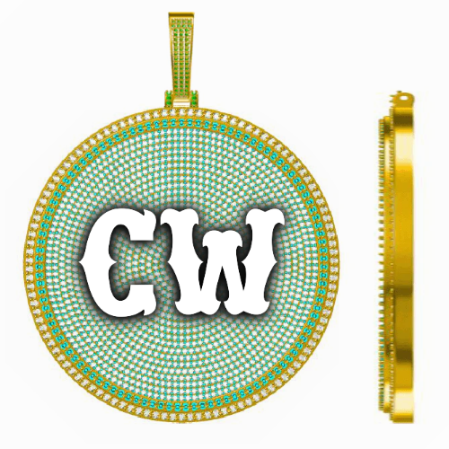 CUSTOM LETTER NECKLACE 3D BIG DISC
