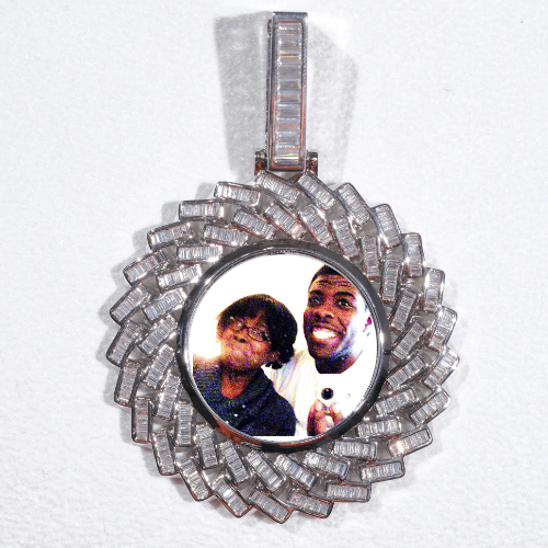 Large 3D Baguette Custom Picture Pendant