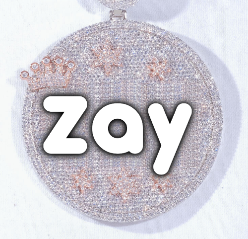 CUSTOM LETTER NECKLACE 3D BIG CROWN DISC