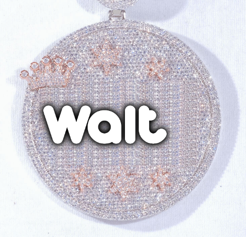 CUSTOM LETTER NECKLACE 3D BIG CROWN DISC