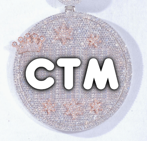CUSTOM LETTER NECKLACE 3D BIG CROWN DISC