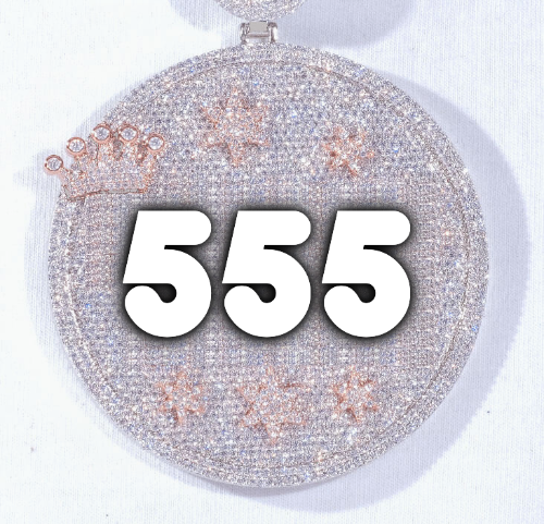 CUSTOM LETTER NECKLACE 3D BIG CROWN DISC
