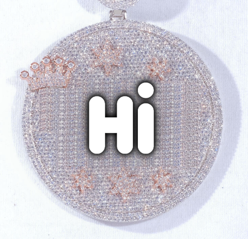 CUSTOM LETTER NECKLACE 3D BIG CROWN DISC