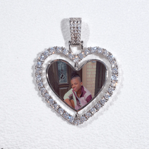 3D Spinning 2-Faced Heart Custom Picture Pendant