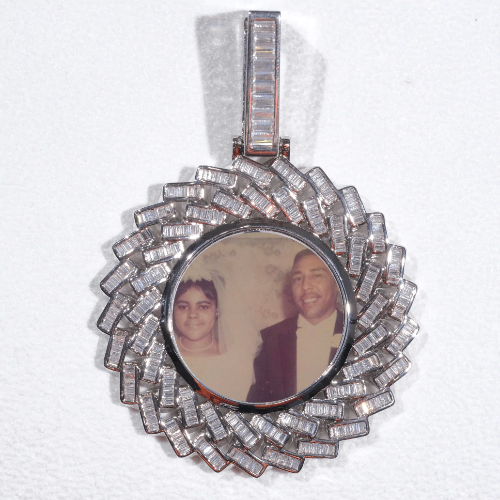 Large 3D Baguette Custom Picture Pendant