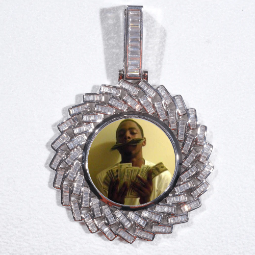 Large 3D Baguette Custom Picture Pendant