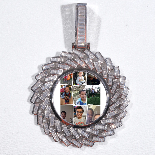 Large 3D Baguette Custom Picture Pendant