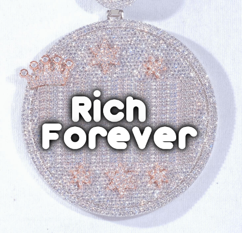CUSTOM LETTER NECKLACE 3D BIG CROWN DISC